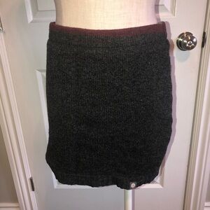 Honeybea  Bumwarmer Charcoal Knit Mini Skirt with Burgundy Trim